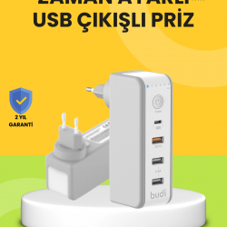 Mey İthalat® Hızlı Şarj Destekli Zaman Ayarlı USB Şarj Adaptörü