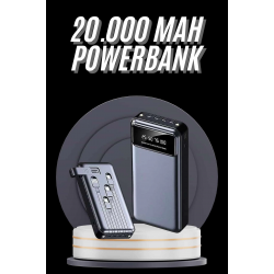 Mey İthalat® Hızlı Şarj Özellikli 20.000 Mah Dijital Göstergeli USB Girişli Android ve İOS Uyumlu Powerbank