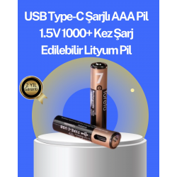 Mey İthalat® Hızlı Şarj Teknolojili USB Şarjlı AAA Pil – 40 Dakikada Tam Şarj