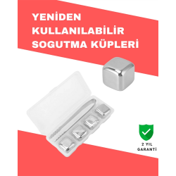 Mey İthalat® Hızlı Soğutma Özellikli Paslanmaz Metal Buz Küpü Takımı