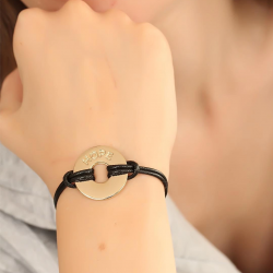 Mey İthalat® HOPE (Umutlu) Siyah Deri İpli Unisex Mood Bileklik