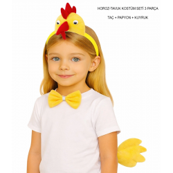Mey İthalat® Horoz – Tavuk Kostüm Aksesuar Seti - Taç Papyon Kuyruk