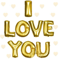 Mey İthalat® I Love You Folyo Balon Altın Renk 35 CM