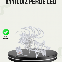 Mey İthalat® İç ve Dış Mekan Uyumlu Pilli Yıldız Ay Peri Led Perde