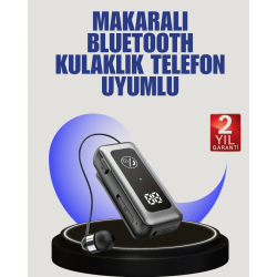 Mey İthalat® İçi Sarılabilen Kablo ve Yaka Klipsli Bluetooth Kulaklık