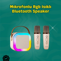 Mey İthalat® İki Mikrofonlu Renkli LED Işıklı Karaoke Cihazı