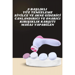 Mey İthalat® İkili Cilt Bakım Seti 5 Başlıklı Yüz Temizleme ve Masaj Aleti Canlandırıcı ve Onarıcı
