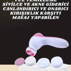 Mey İthalat® İkili Cilt Bakım Seti 5 Başlıklı Yüz Temizleme ve Masaj Aleti Canlandırıcı ve Onarıcı