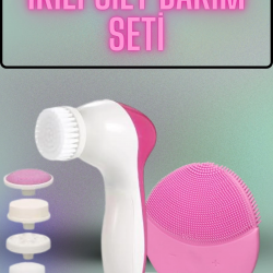 Mey İthalat® İkili Cilt Bakım Seti 5 Başlıklı Yüz Temizleme ve Masaj Aleti Canlandırıcı ve Onarıcı