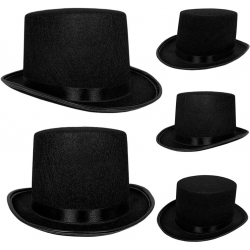 Mey İthalat® İkinci Kalite Yetişkinler İçin Siyah Renk Ringmaster Sihirbaz Şapkası Fötr Şapka 15 cm