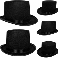Mey İthalat® İkinci Kalite Yetişkinler İçin Siyah Renk Ringmaster Sihirbaz Şapkası Fötr Şapka 15 cm