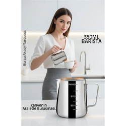 Mey İthalat® İnox 350ml Barista Süt Sürahisi - Süt Köpürtme Potu -  Paslanmaz Çelik