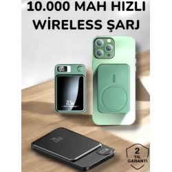 Mey İthalat® iOS Uyumlu 22.5W Hızlı Şarj Magsafe Powerbank Dijital Göstergeli 10.000 mAh