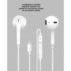Mey İthalat® iPhone 14 ve altındaki modellerle uyumlu Kablolu kulaklık