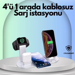 Mey İthalat® iPhone, Apple Watch ve AirPods ile Uyumlu 4'ü 1 Arada Şarj Ünitesi – Tüm Apple Cihazları Tek Noktada