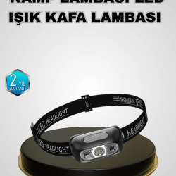 Mey İthalat® IPX5 Su Geçirmez Şarjlı LED Kafa Feneri | Hareket Sensörlü, Ayarlanabilir 60° Far