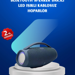 Mey İthalat® IPX5 Su Geçirmez Taşınabilir Bluetooth Hoparlör Renkli Işıklı
