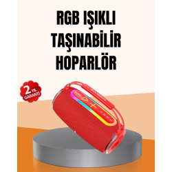 Mey İthalat® IPX6 Su Geçirmez RGB LED Işıklı Taşınabilir Bluetooth Hoparlör 2400 mAh