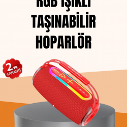 Mey İthalat® IPX6 Su Geçirmez RGB LED Işıklı Taşınabilir Bluetooth Hoparlör 2400 mAh