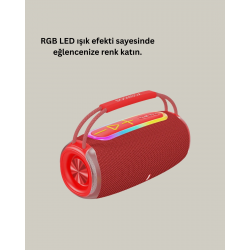 Mey İthalat® IPX6 Su Geçirmez RGB LED Işıklı Taşınabilir Bluetooth Hoparlör 2400 mAh