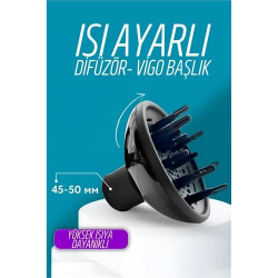 Mey İthalat® Isı Ayarlamalı Fön Için Difüzör Vigo Başlık Dönerli Profesyonel