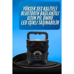 Mey İthalat® Işıklı Bluetooth Hoparlör Ses Bombası Taşınabilir Yüksek Ses Kaliteli Radyo Özelliği