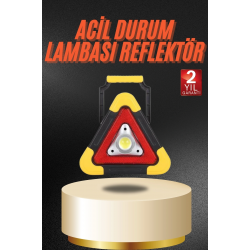 Mey İthalat® Işıklı İkaz Lambası Reflektör Şarjlı Işıklı Üçgen LED Acil Durum Feneri