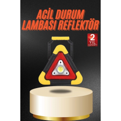 Mey İthalat® Işıklı İkaz Lambası Reflektör Şarjlı Işıklı Üçgen LED Acil Durum Feneri