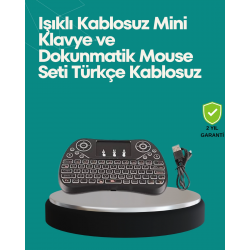 Mey İthalat® Işıklı Kablosuz Mini Klavye – 2.4 GHz, Dokunmatik Mouse Özellikli