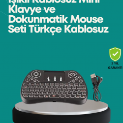 Mey İthalat® Işıklı Kablosuz Mini Klavye – 2.4 GHz, Dokunmatik Mouse Özellikli