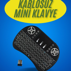 Mey İthalat® Işıklı Kablosuz Mini Klavye ve Dokunmatik Mouse Seti Türkçe Kablosuz