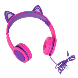 Mey İthalat® Işıklı Kedi Kulaklı Kablolu Kulak Üstü Kulaklık