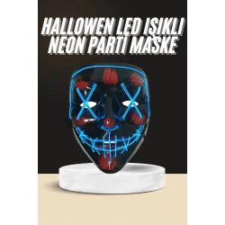 Mey İthalat® Işıklı Led Maske Parti Eğlence Maskesi Hallowen Neon Maske