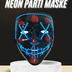Mey İthalat® Işıklı Led Maske Parti Eğlence Maskesi Hallowen Neon Maske