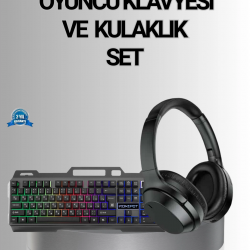 Mey İthalat® Işıklı Oyuncu Klavye Mouse ve Bluetooth Kulaklık Seti Türkçe Q USB