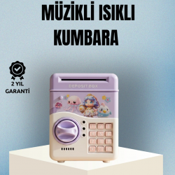 Mey İthalat® Işıklı Sesli Şifreli Otomatik Para Çeken Kumbara Mor