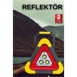 Mey İthalat® Işıklı Üçgen Reflektör Led Projektör Acil Durum Feneri Flaşör 500 Lümen