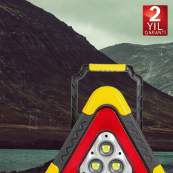 Mey İthalat® Işıklı Üçgen Reflektör Led Projektör Acil Durum Feneri Flaşör 500 Lümen