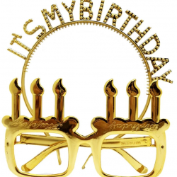 Mey İthalat® İt's My Birthday Yazılı Taç ve Mum Şekilli Gözlük Seti Altın Renk