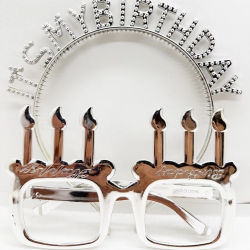 Mey İthalat® İt's My Birthday Yazılı Taç ve Mum Şekilli Gözlük Seti Gümüş Renk