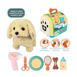Mey İthalat® JND-3615 Taşıma Çantalı Hareketli Pilli Köpek Set (Pet Shop) -Vardem Oyuncak
