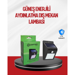 Mey İthalat® Kablo Gerektirmeyen Güneş Enerjili Dış Mekan Işık – Bahçe ve Koridor Aydınlatması