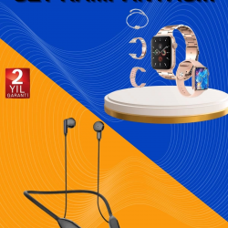 Mey İthalat® Kablolu Bluetooth Kulaklık ve Kadınlara Özel Bileklik Hediyeli Yeni Nesil Akıllı Saat 3 Kordonlu