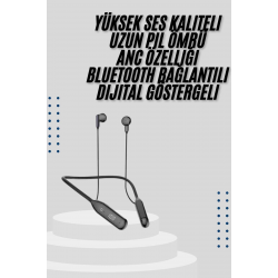 Mey İthalat® Kablolu Kulak İçi Bluetooth Kulaklık 100 Saat ANC Özellikli Boyun Bantlı
