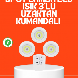 Mey İthalat® Kablosuz 3 Lü Spot Led Lamba Seti Uzaktan Kumandalı Enerji Tasarruflu Aydınlatma