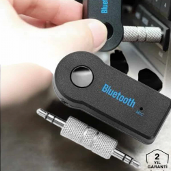 Mey İthalat® Kablosuz Bluetooth Aux Araç Kiti Siyah Hafıza Kartlı