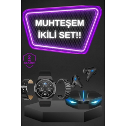 Mey İthalat® Kablosuz Bluetooth Bağlantılı Kulaklık ve Dokunmatik Ekran Akıllı Saat Arama Cevaplama