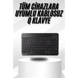 Mey İthalat® Kablosuz Bluetooth Bağlantılı Taşınabilir Q Klavye Tüm Cihazlara Uyumlu