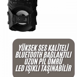 Mey İthalat® Kablosuz Bluetooth Hoparlör Ses Bombası RGB Işıklı Taşınabilir Yüksek Ses Kaliteli