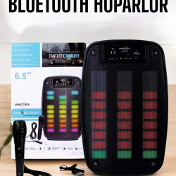 Mey İthalat® Kablosuz Bluetooth Hoparlör Taşınabilir 6.5 inç LED Işık Kareoke